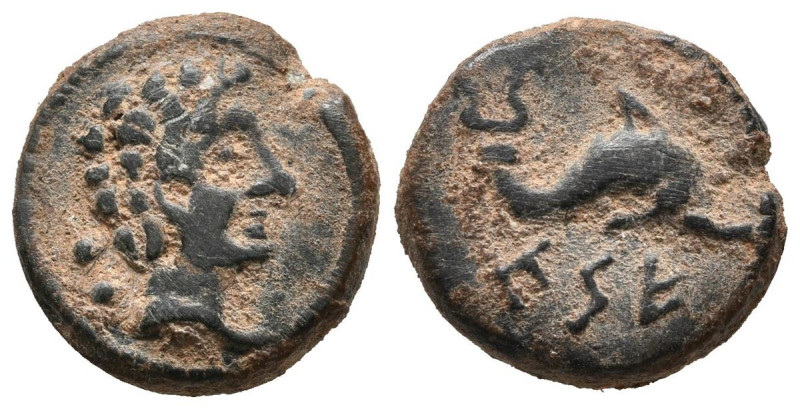 CESE (Tarragona). Sextante. (Ae. 2,60g/15mm). 120-20 a.C. (FAB-2343). Anv: Cabez...