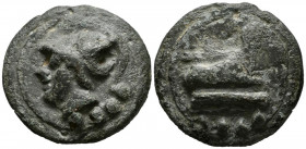 ACUÑACIONES ANONIMAS. Triente. (Ae. 83,40g/46mm). 225-217 a.C. Roma. (Crawford 35/3a). Anv: Cabeza con casco de Minerva a izquierda, debajo cuatro pun...