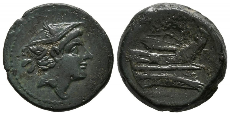 ACUÑACIONES ANONIMAS. Semiuncia. (Ae. 5,29g/20mm). 217-215 a.C. Roma. (Crawford ...