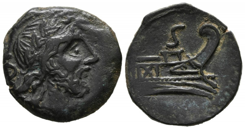 ACUÑACIONES ANONIMAS. Semis de imitación hispana. (Ae. 6,15g/22mm). 211-206 a.C....