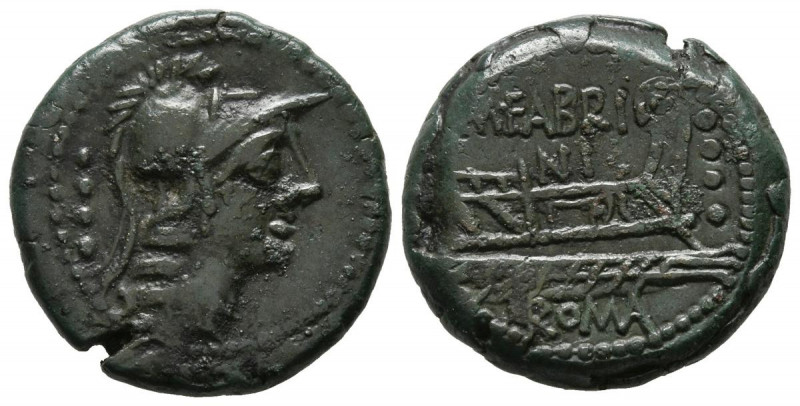 GENS FABRINIA. Triente. (Ae. 6,21g/20mm). 132 a.C. (Crawford 251/2). Anv: Cabeza...