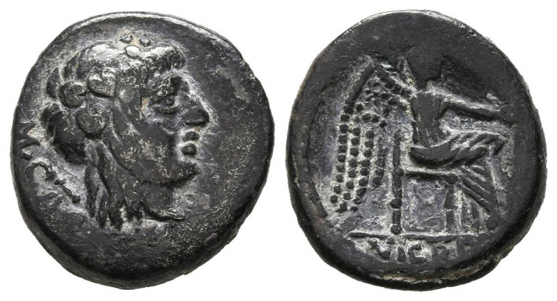 GENS PORCIA. Quinario. (Ar. 1,92g/14mm). 89 a.C. Roma. (Crawford 343/2b). Anv: C...