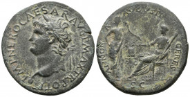 NERON. Sestercio. (Ae. 22,85g/36mm). 65 d.C. Roma. (RIC 572). Anv: Cabeza laureada de Nerón a izquierda, alrededor leyenda: IMP NERO CAESAR AVG P MAX ...