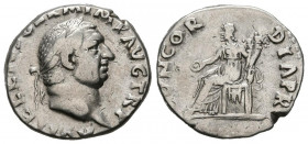 VITELIO. Denario. (Ar. 3,42g/17mm). 69 d.C. Roma. (RIC 90). Anv: Cabeza laureada de Vitelio a derecha, alrededor leyenda: A VITELLIVS GERM IMP AVG TR ...