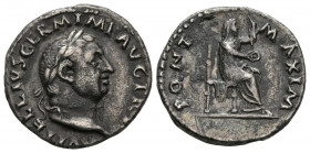 VITELIO. Denario (Ar. 2,93g/18mm). 69 .d.C. Roma (RIC 107). Anv: Cabeza laureada de Vitelio a derecha, alrededor leyenda: VITELLIVS GERM IMP AVG TR P....