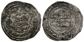 CALIFATO DE CORDOBA. Al-Hakam II. Dirham. (Ar. 2,16g/22mm). 354H. Madinat al-Zahra. (Vives 452). Con Abd al-Rahman en IIA. MBC. Leve oxidación.