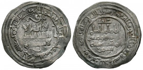 CALIFATO DE CORDOBA. Al-Hakam II. Dirham. (Ar. 2,69g/23mm). 356H. Madinat al-Zahra. (Vives 455). Con Abd al-Rahman en IIA. MBC+.