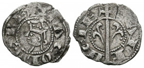 JAIME I (1213-1276). Dinero. (Ve. 0,74g/17mm). S/D. Valencia. (Cru.V.S. 316). Anv: Busto de Jaime I coronado a izquierda, alrededor leyenda: IACOBVS R...