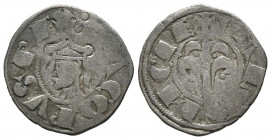 JAIME I (1213-1276). Dinero. (Ve. 1,04g/17mm). 1247. Valencia. (Cru V.S. 316, tercera emisión). Anv: Efigie coronada a izquierda, alrededor leyenda: I...