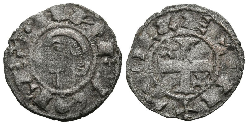 ALFONSO I (1109-1126). Dinero. (Ve. 0,81g/17mm). Toledo. (FAB-23.1). Anv: Cabeza...