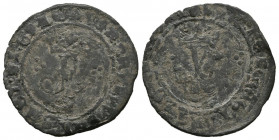 REYES CATÓLICOS (1474-1504). Blanca (Ve. 1,23g/20mm). S/D. Cuenca. (Cal-2019-28). Marca de tres círculos. MBC-.