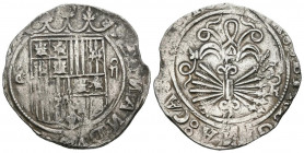 REYES CATÓLICOS (1474-1504). 2 Reales (Ar. 6,90g/28mm). S/D. Granada. (Cal-2019-498). Ensayador en reverso R. MBC.