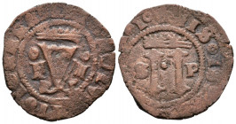 JUANA y CARLOS (1504-1555). 4 Maravedís. (Ae. 3,80g/25mm). Santo Domingo. (Cal-2019-35). MBC-.