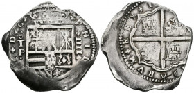 FELIPE IV (1621-1665). 4 Reales. (Ar. 13,39g/32mm). Fecha no visible (a tenor del ensayador acuñada entre 1621 y 1646). Toledo P. (Cal-2019-Tipo 293)....