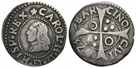 CARLOS II (1665-1700). 1 Croat. (Ar. 2,34g/21mm). 1675. Barcelona. (Cal-2019-205). MBC. Bonito tono.