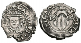 CARLOS II (1665-1700). Dieciocheno. (Ar. 1,99g/20mm). 1684. Valencia. (Cal-2019-329). MBC+. Cospel faltado.
