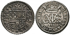 CARLOS III, el Pretendiente (1700-1714). 2 Reales. (Ar. 5,91g/27mm). 1711. Barelona. (Cal-2019-32). EBC. Espectacular pieza tanto por sus relieves com...