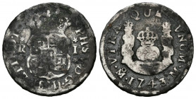 FELIPE V (1700-1746). 1 Real (Ar. 2,77g/20mm). 1743. México M. (Cal-2019-519). BC-/BC.