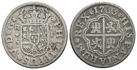 FELIPE V (1700-1746). 1 Real. (Ar. 2,64g/19mm). 1733. Sevilla PA. (Cal-2019-657). MBC-.