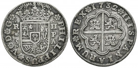 FELIPE V (1700-1749). 2 Reales (Ar. 5,77g/26mm). 1732. Sevilla PA. (Cal-2019-988). MBC.
