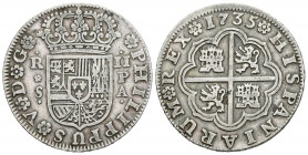 FELIPE V (1700-1749). 2 Reales (Ar. 5,70g/26mm). 1735. Sevilla PA. (Cal-2019-991). MBC.