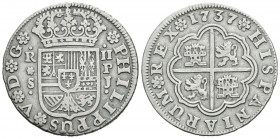 FELIPE V (1700-1749). 2 Reales (Ar. 5,66g/26mm). 1737. Sevilla PJ. (Cal-2019-998). MBC.