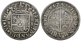 FERNANDO VI (1746-1759). 2 Reales (Ar. 5,76g/26mm). 1759. Madrid J. (Cal-2019-284). MBC-.