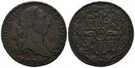 CARLOS III (1759-1788). 8 Maravedís (Ae. 11,75g/30mm). 1774. Segovia. (Cal-2019-71). MBC/MBC+.