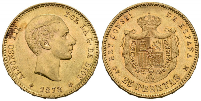 ALFONSO XII (1874-1885). 25 Pesetas. (Au. 8,05g/24mm). 1878 *18-78. Madrid DEM. ...