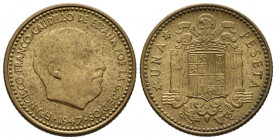 ESTADO ESPAÑOL (1939-1975). 1 Peseta. (AlAe. 3,43g/20mm). 1947*19-52. Madrid. (Cal-2019-52). SC.