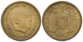 ESTADO ESPAÑOL (1939-1975). 1 Peseta. (AlAe. 3,54g/20mm). 1947 *19-53. Madrid. (Cal-2019-53). EBC.