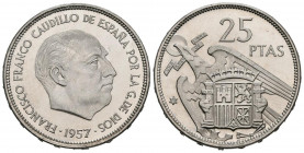 ESTADO ESPAÑOL (1936-1975). 25 Pesetas. (Ni. 8,59g/27mm). 1957 *75. Madrid. (Cal-2019-130). SC. Brillo original.