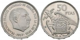 ESTADO ESPAÑOL (1936-1975). 50 Pesetas. (Ni. 12,31g/30mm). 1957 *73. Madrid. (Cal-2019-142). SC. Brillo original.