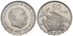 ESTADO ESPAÑOL (1936-1975). 50 Pesetas. (Ni. 12,54g/30mm). 1957 *75. Madrid. (Cal-2019-144). SC. Brillo original.