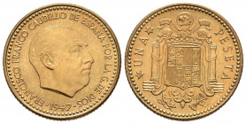 ESTADO ESPAÑOL (1936-1975). 1 Peseta (Al-Cu. 3,34g/21mm). 1947 *E-51. Exposición Nacional de Numismática. (Cal-2019-152). SC. Escasa.