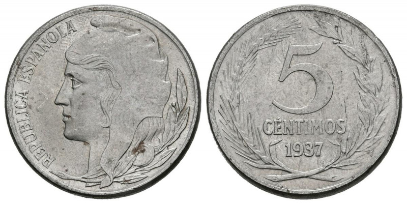 II REPUBLICA (1931-1939). 5 Céntimos. (Fe. 3,91g/20mm). 1937. Madrid. (Cal-2019-...