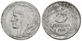 II REPUBLICA (1931-1939). 5 Céntimos. (Fe. 4,11g/20mm). 1937. Madrid. (Cal-2019-4). Busto pequeño. SC. Restos de brillo original.