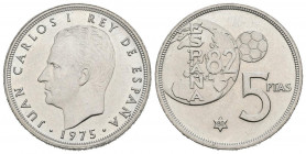 JUAN CARLOS I (1975-2014). 5 Pesetas. (CuNi. 5,75g/23mm). 1975 *80. Madrid. (Cal-2019-40). Error del mundial. SC. Escasa.
