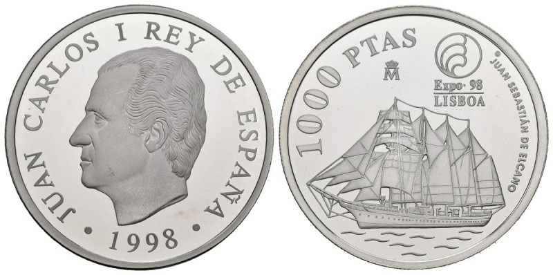 JUAN CARLOS I (1975-2014) . 1000 Pesetas. (Ar. 13,50g/33mm). 1998. Juan Sebastiá...