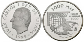 JUAN CARLOS I (1975-2014) . 1000 Pesetas. (Ar. 13,50g/33mm). 1999. Juegos Olímpico de 2000. FNMT. Proof. Tirada de 50.000 unidades. Presentada en estu...