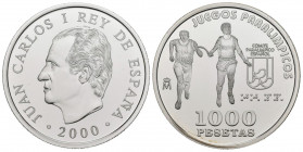 JUAN CARLOS I (1975-2014) . 1000 Pesetas. (Ar. 13,50g/33mm). 2000. Juegos Paralímpicos de 2000. Atletismo para ciegos. FNMT. Proof. Tirada de 30.000 u...