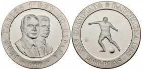 JUAN CARLOS I (1975-2014). 2000 Pesetas (Ar. 27,00g/40mm). 1990. FNMT. Serie Barcelona´92. Fútbol. PROOF. Tirada de 235 mil unidades. Incluye estuche ...