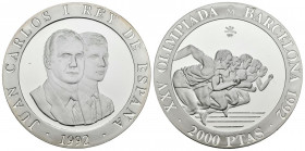 JUAN CARLOS I (1975-2014). 2000 Pesetas (Ar. 27,00g/40mm). 1992. FNMT. Serie Barcelona´92. Atletismo. PROOF. Tirada de 180 mil unidades. Incluye estuc...