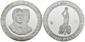 JUAN CARLOS I (1975-2014). 2000 Pesetas (Ar. 27,00g/40mm). 1992. FNMT. Serie Barcelona´92. Juegos Paralímpico. PROOF. Tirada de 180 mil unidades. Incl...