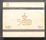 JUAN CARLOS I (1975-2014). 5000 Pesetas. (Ar. 54,00g/40mm). Serie I.Quinto Centenario. 1989. FNMT. PROOF. Tirada de 150 mil unidades. Incluye estuche ...