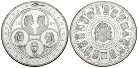 JUAN CARLOS I (1975-2014). 10000 Pesetas. (Ar. 168,75g/73mm). Serie I. Quinto Centenario. 1989. FNMT. Flor de cuño. Tirada de 60 mil unidades. Incluye...