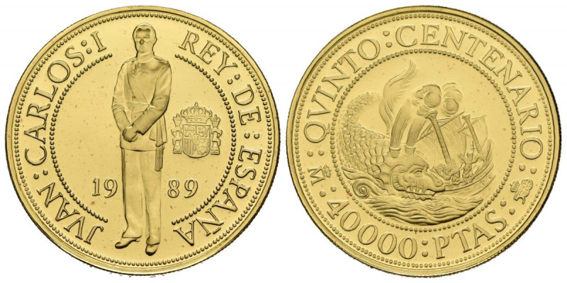 JUAN CARLOS I (1975-2014). 40.000 Pesetas. (Au. 13,50g/30mm). Serie I. Quinto Ce...