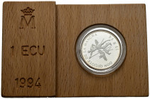 JUAN CARLOS I (1975-2014). 1 Ecu (Ar. 6,72g/24mm). 1994. Don Quijote y los molinos. Serie Cervantes. FNMT. FDC. Incluye estuche original y certificado...