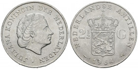 ANTILLAS HOLANDESAS. 2 1/2 Gulden (Ar. 25.00g/38mm). 1964. Juliana (Km#7). EBC.