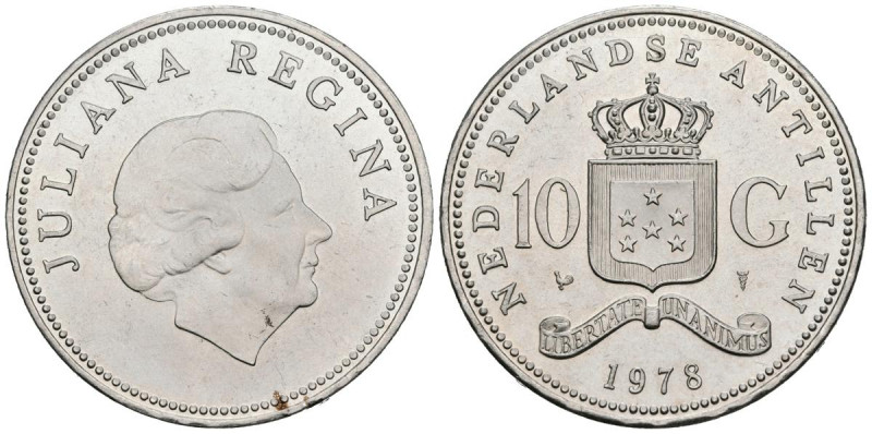 ANTILLAS HOLANDESAS. 10 Gulden. (Ar. 25.25 / 38mm). 1978. (Km # 20). EBC-